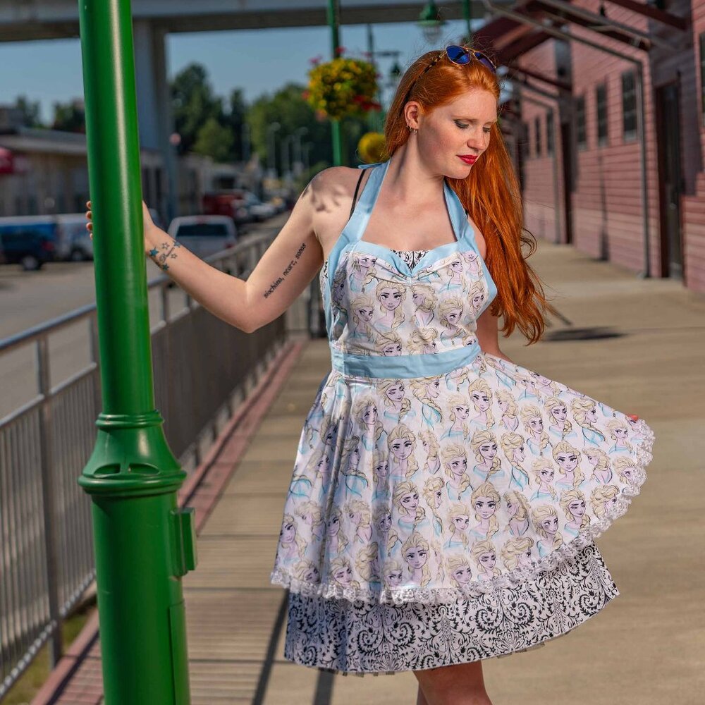 Frozen Elsa Handmade 50's Style Pin-up apron - One of a kind!